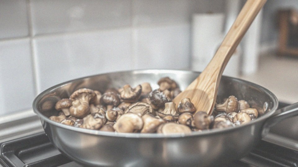 Jak często należy mieszać mrożone grzyby podczas smażenia?